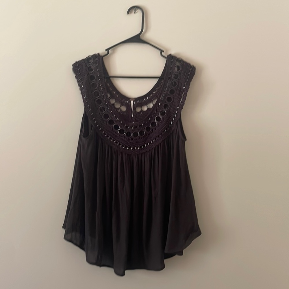 free people black smocking top